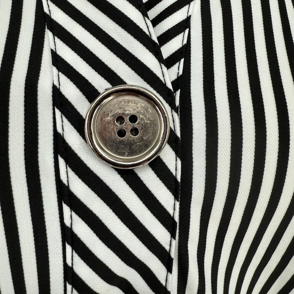 Striped Shirt Dress S Black White Belted Mlle Gabrielle Career Office Academia - Picture 5 of 16